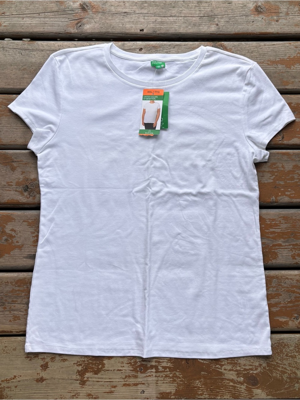 United Colors of Benetton White Basic Short Sleeve Top - Size XXL *NEW*